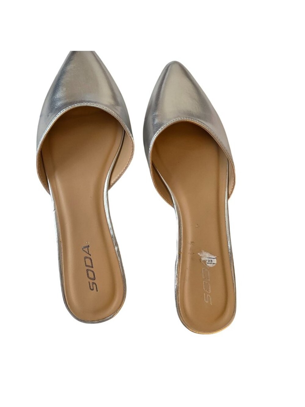 Soda Womens Silver Pointed Toe Slip-On Mules Size 9M